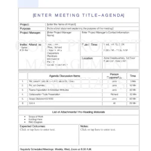 Agenda Template – Word Document with Built-in Macros