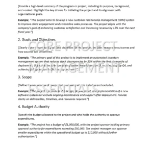 Project Charter Template – Word Document with Built-in Macros